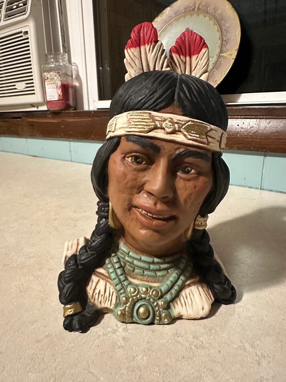Vintage 1974 Universal Statuary Corp Native American Indian Maiden Bust Statue